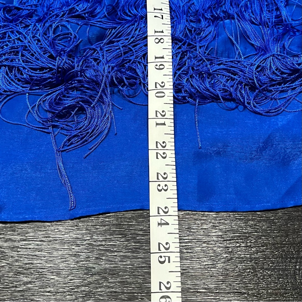 Zara Women’s Blue Fringe Mini Dress Sz S NWT Maximalism Holiday Cocktail Party - Picture 10 of 10